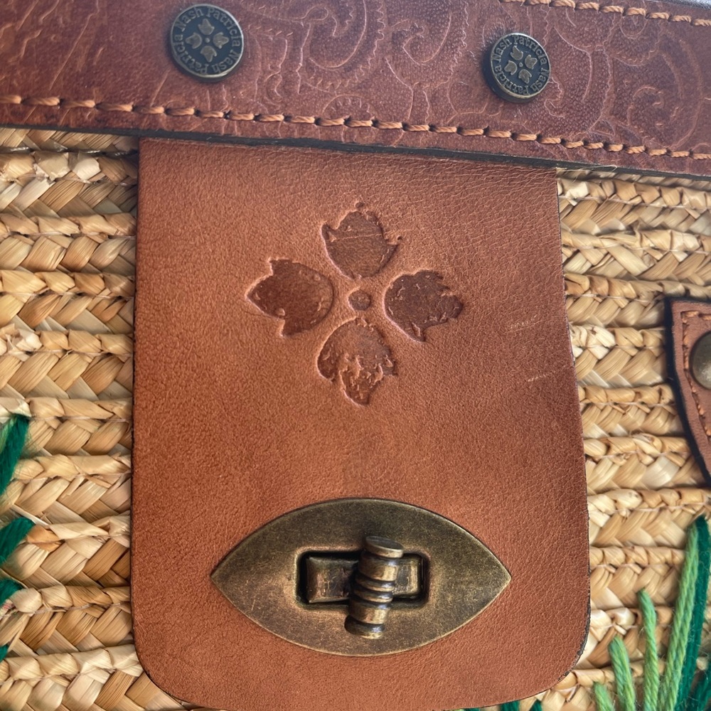 Patricia Nash Straw Tote with Brown Leather Trim and Multicolor Floral Accents - Picture 3 of 8